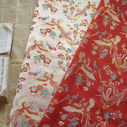 Phoenix Bird Brocade Fabric: 60"W Jacquard Satin, Home Decor Sewing Fabric