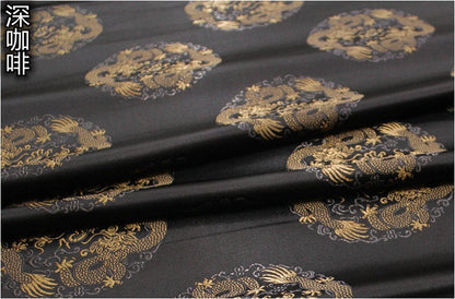 Dragon Brocade Fabric: Multicolor Chinese Silk Rayon Blend (29.5"W)