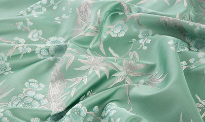 Bamboo & Plum Blossom Brocade Jacquard Fabric: 57"W Damask Upholstery