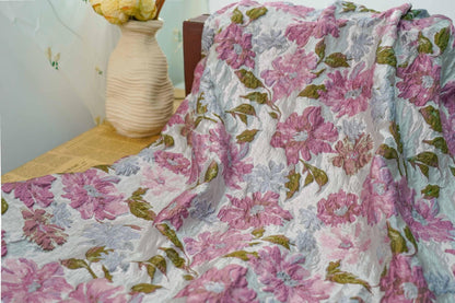 Floral 3D Jacquard Fabric: Retro Upholstery, Costume, Decor - 58"W