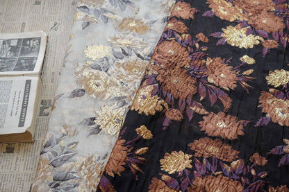 Gold Thread Floral Jacquard Fabric: 54" Wide, Upholstery & Costume