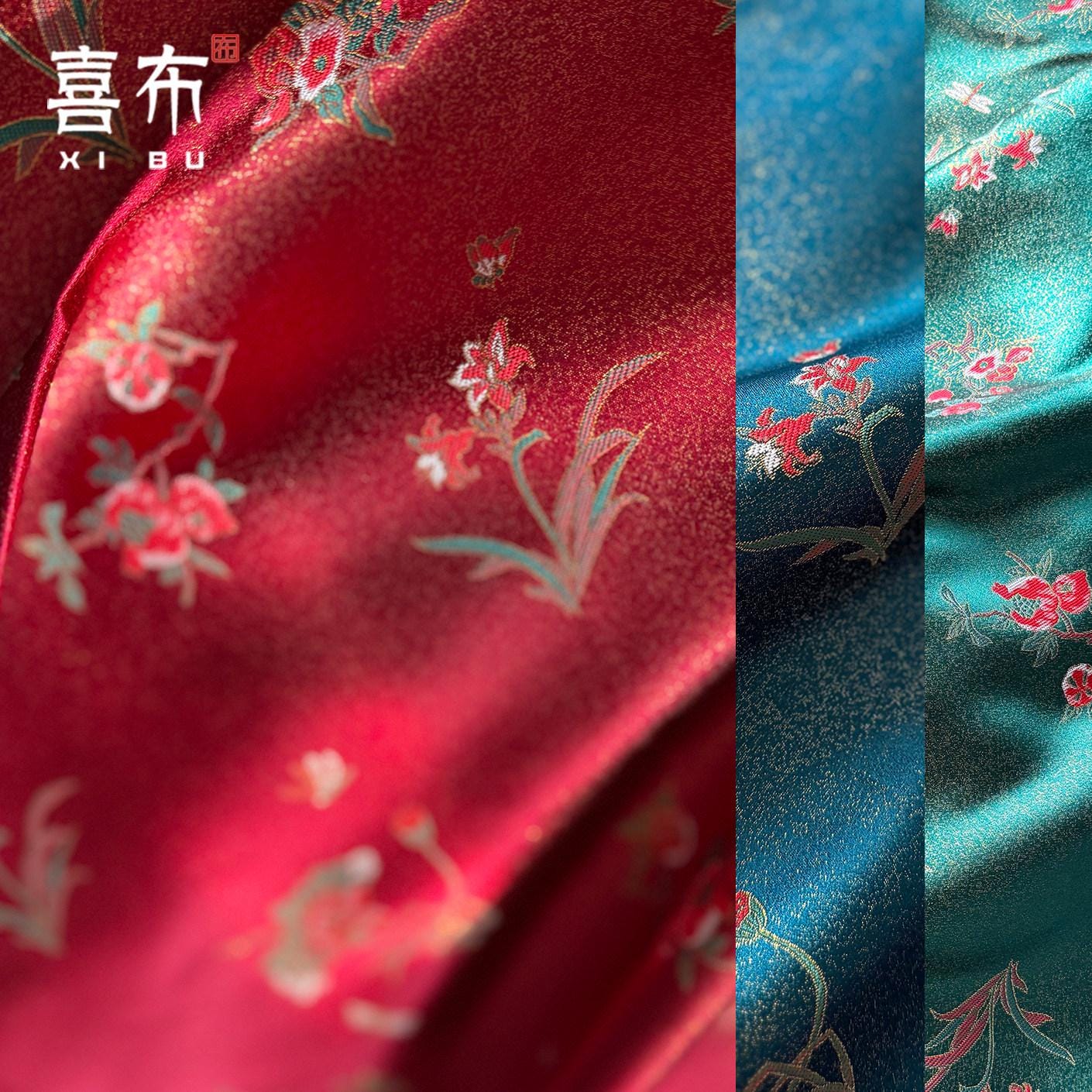 Gilded Orchid Brocade Fabric ��� Song Jin Silk, Traditional Chinese T