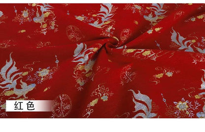 Koi Fish Chenille Fabric: Gold Weaving Pattern, 58" Wide