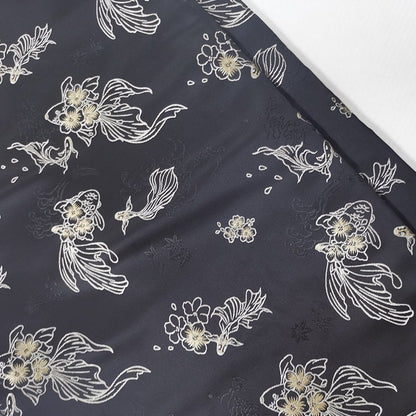Goldfish Jacquard Fabric: Butterfly Flower Polyester Rayon Blend