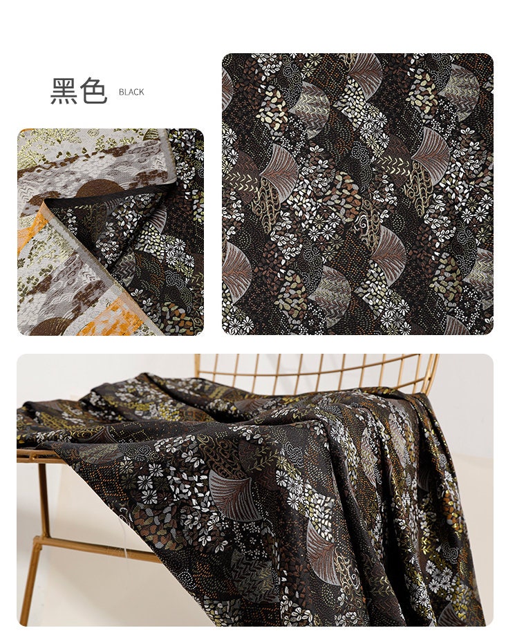 Tissu des éventails japonais Nishijin : Brocart jacquard de soie et rayonne