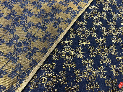 Navy Silk Brocade Fabric: Dragon Cheongsam Jacquard (29.5" W)