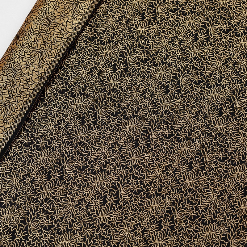 Nishijin Reversible Gold Damask Brocade Fabric: 29.5" Wide