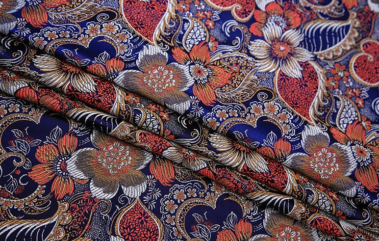 Moonflower Silk Brocade Fabric: Chinese Upholstery & Sewing - By The Meter