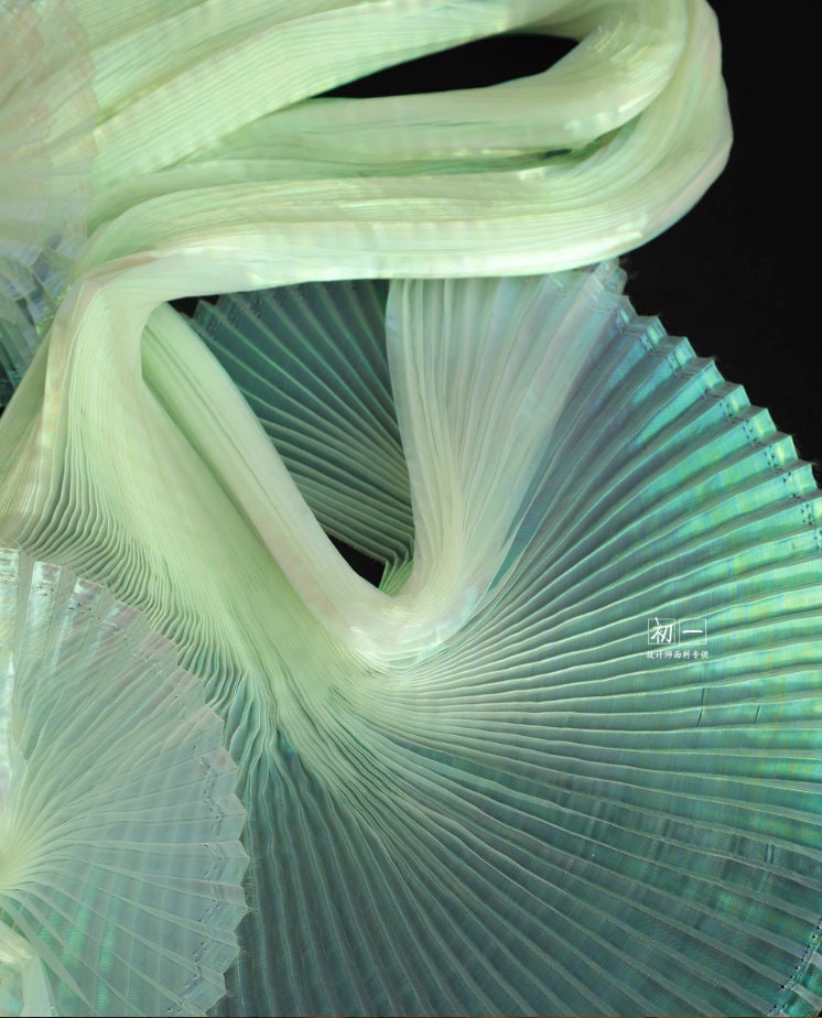 Mermaid Pleated Organza Fabric: 55" Wide Designer Material