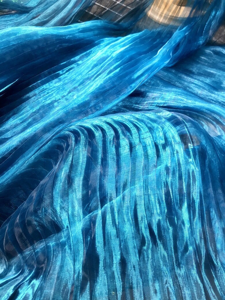 Mermaid Iridescent Organza Fabric: Reflective Water Texture, 57" Wide