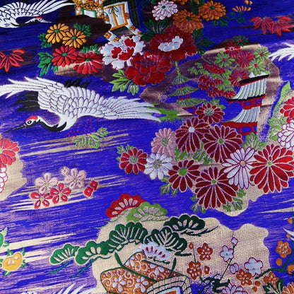 Crane Jacquard Satin Fabric: Birds Pattern Brocade, Costume Decor