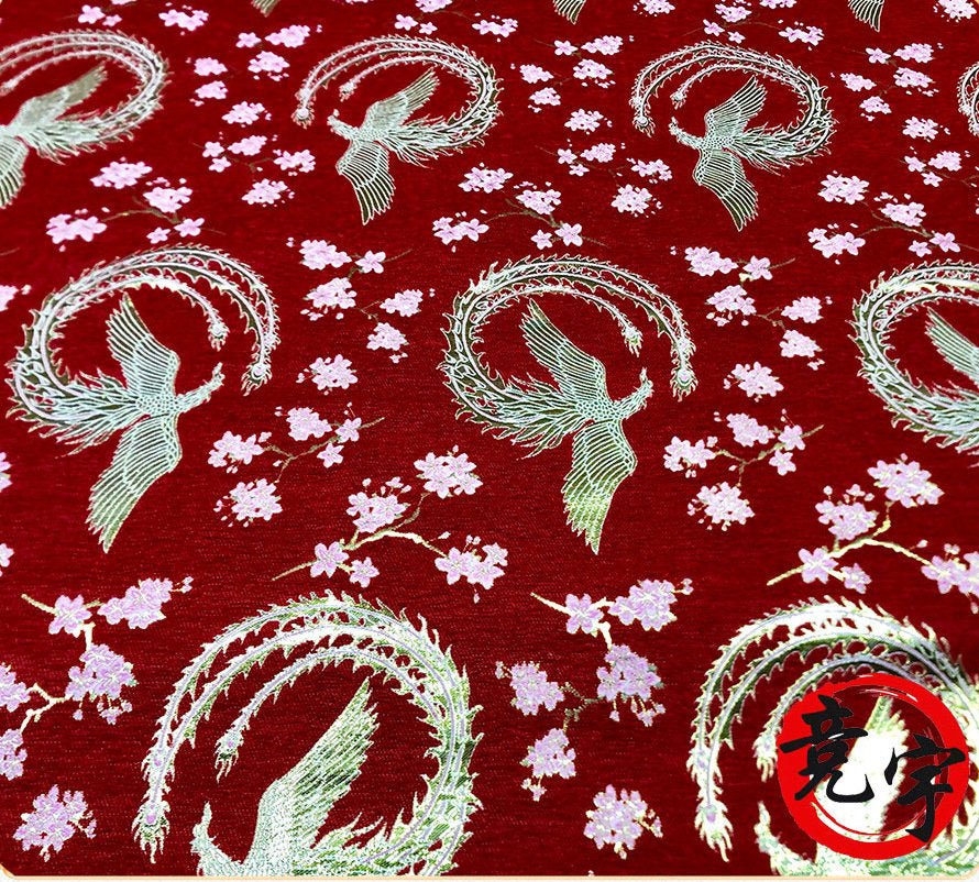Phoenix Brocade Chenille Fabric: 59"W Jacquard Upholstery, Sewing By The Meter - Poppylollipop