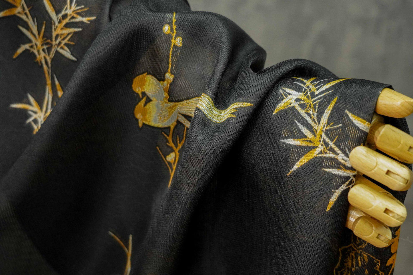 Bird & Bamboo Jacquard Fabric: Japanese Style Dress Fabric, 55"W