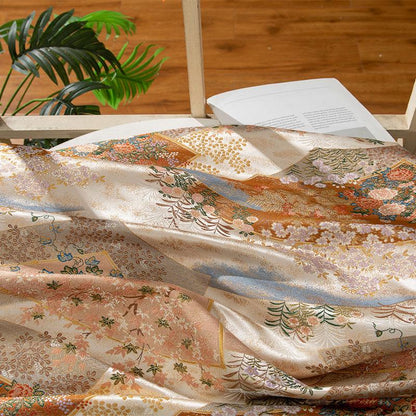Nishijin Weaving Fabric: Japanese Fan Silk Rayon Blend (By The Meter)