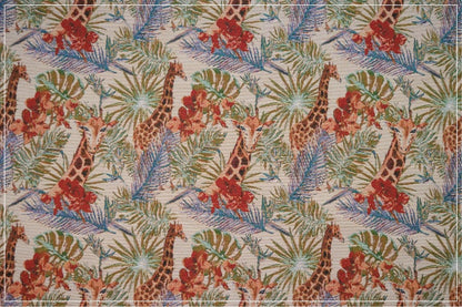Giraffe Zoo Jacquard Fabric: Autumn Upholstery & Sewing Material