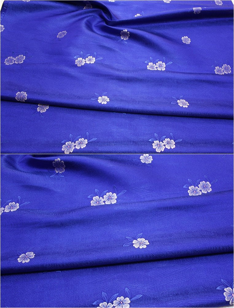 Tissu brocart jacquard à motifs floraux : Cheongsam Qipao bleu sarcelle - Matériel pour la confection de vêtements