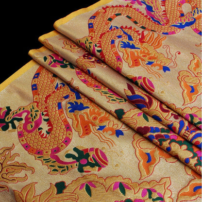 Exotic Dragon Brocade Fabric: Tibetan Thangka Pattern, Costume Sewing Fabric