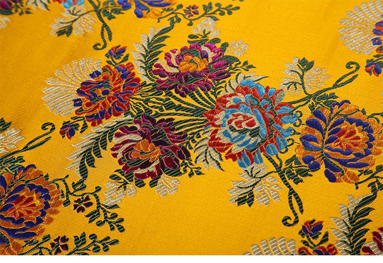Floral Silk Brocade Fabric: 29.5" Wide, Upholstery & Sewing - By The Meter
