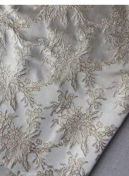 Gold Thread Damask Fabric: Retro 3D Jacquard, 57" Wide, By The Meter