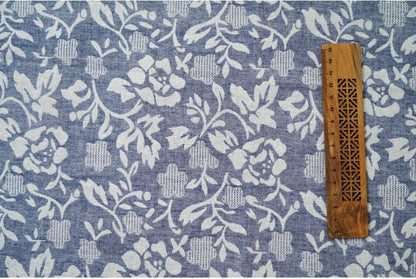 Japanese Floral Cotton Fabric: Blue Kimono Dress Sewing Material