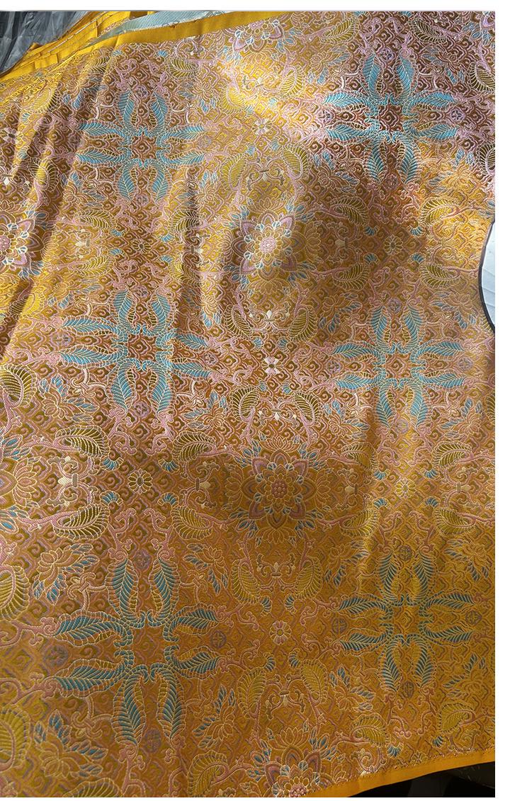 Gold Chinese Brocade Fabric: Dunhuang Pattern Jacquard, Cheongsam Qipao Material