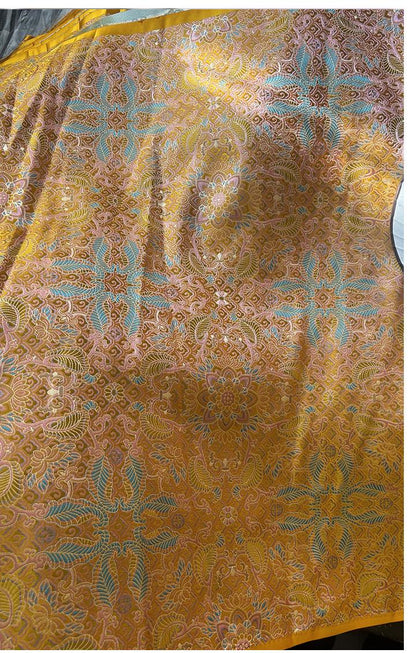 Gold Chinese Brocade Fabric: Dunhuang Pattern Jacquard, Cheongsam Qipao Material