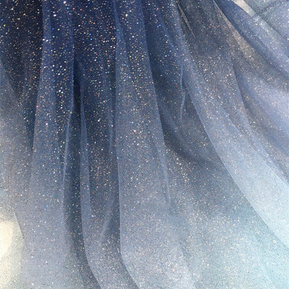 Glitter Galaxy Mesh Fabric, 5 Color Gradient, Wedding Veil, Costume Fabric, 59"W