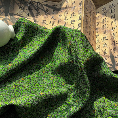 100% Rayon green Jacquard Xiangyun Brocade Fabric: 59"W Upholstery & Costume