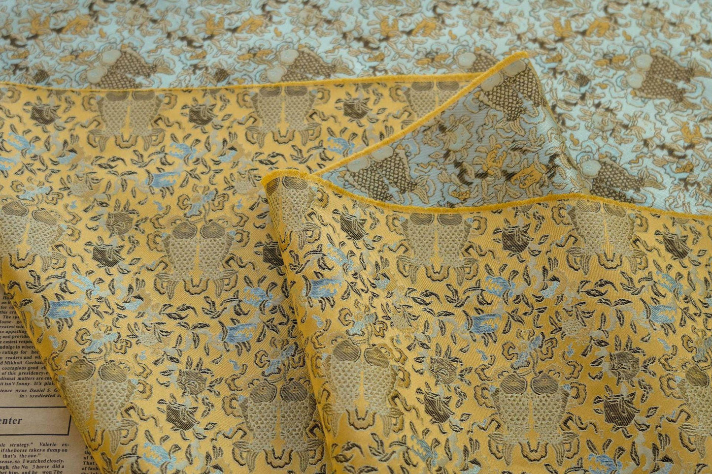 Pisces Fish Brocade Fabric: 58"W Chinese Style Sewing Material
