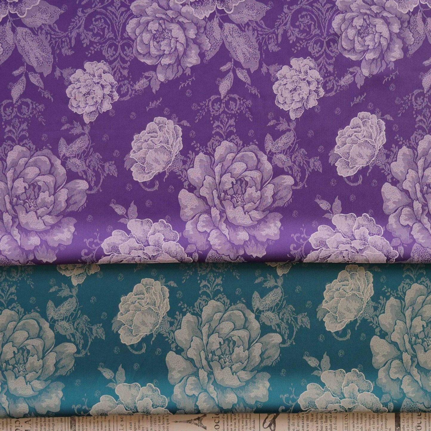 Tissu d'ameublement en satin de soie Peony Tea : 55 po de largeur, texture riche