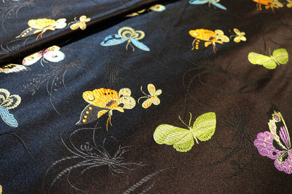 Black Butterfly Brocade Fabric: 59"W Rayon Textiles, Home Decor