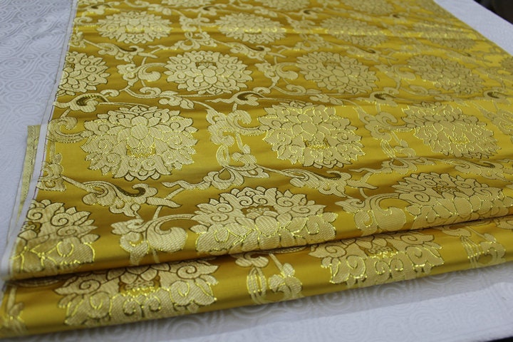 Floral Jacquard Brocade Fabric: Chinese Mongolian Style (29.5" Wide)