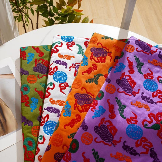 Tissu brocart multicolore traditionnel chinois à motifs de calebasse ��� Satin Zhangrong vintage ��ï