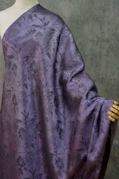Nishijin Woven Brocade Fabric: Gold Thread Purple Jacquard, 62" Wide - Poppylollipop