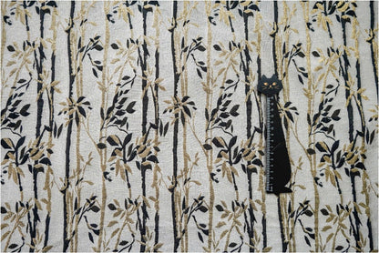 Gold Thread Bamboo Jacquard Fabric: 3D Designer Upholstery, 55" Wide