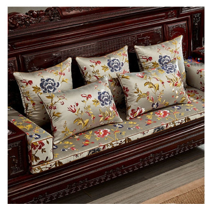 Birds and Flowers Jacquard Fabric: Silk Rayon Blend, 118" Wide