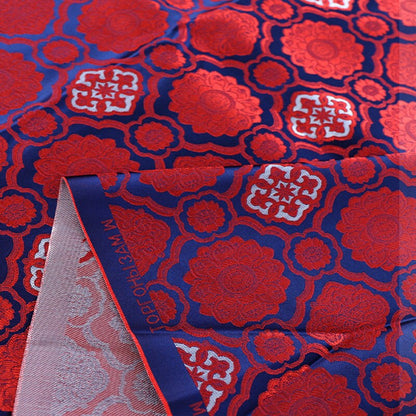 Red & Blue Floral Brocade Fabric: 29.5"W Rayon Cheongsam Material