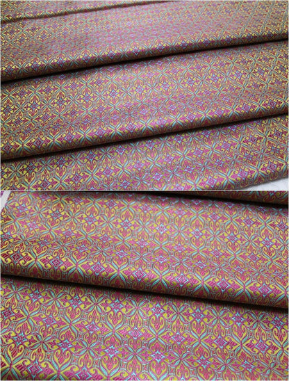Floral Brocade Fabric: Chinese Style Silk Rayon Blend (29.5" Wide)