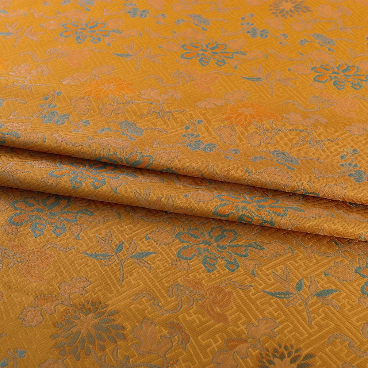 Orange Dunhuang Brocade Fabric: 59"W Tibetan Robe Material