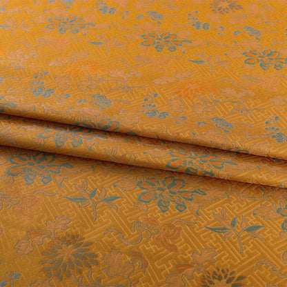 Orange Dunhuang Brocade Fabric: 59"W Tibetan Robe Material