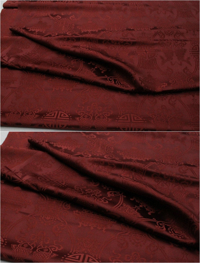 Brocart de soie chinois : motif double Poissons, ameublement et costumes