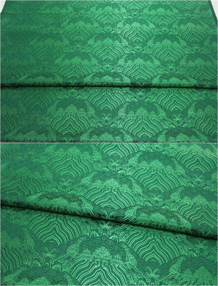 Ocean Waves Silk Rayon Brocade Fabric: Upholstery, Costume, Decor