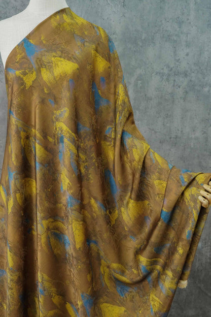 Ancient Painting Tea Silk Satin Fabric: 59"W Upholstery, Costume, Drapery