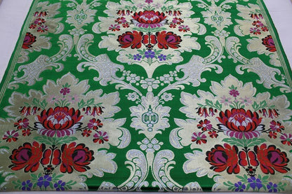 Tissu brocart de soie : motif floral pivoine dahlia, 74 cm de large, tissu de mariage
