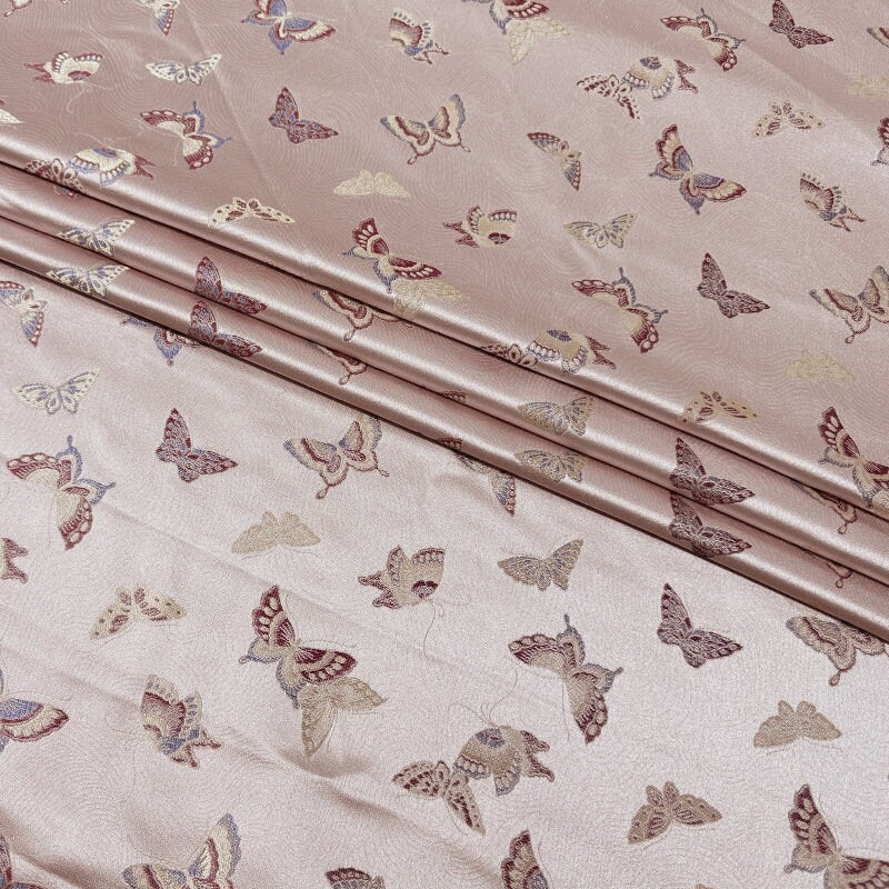 Light Pink Butterfly Brocade Fabric: 59"W Rayon Blend
