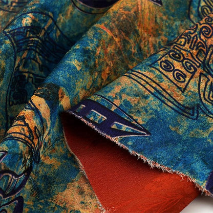 Bronze Jacquard Fabric - Iridescent Landscape Satin Tea Silk, 59"W