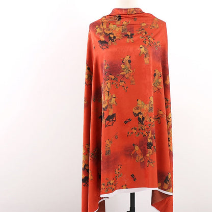 Chinese Baizi Print Fabric: Polyester Spandex Blend, 59" Wide