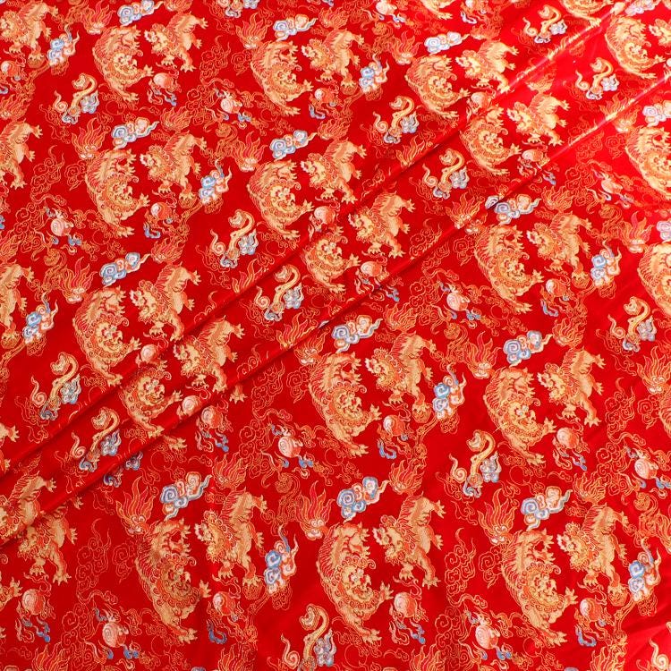 Lion Jacquard Brocade Fabric: Gold Threaded Apparel & Home Decor, 58"W