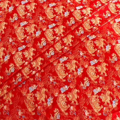 Lion Jacquard Brocade Fabric: Gold Threaded Apparel & Home Decor, 58"W