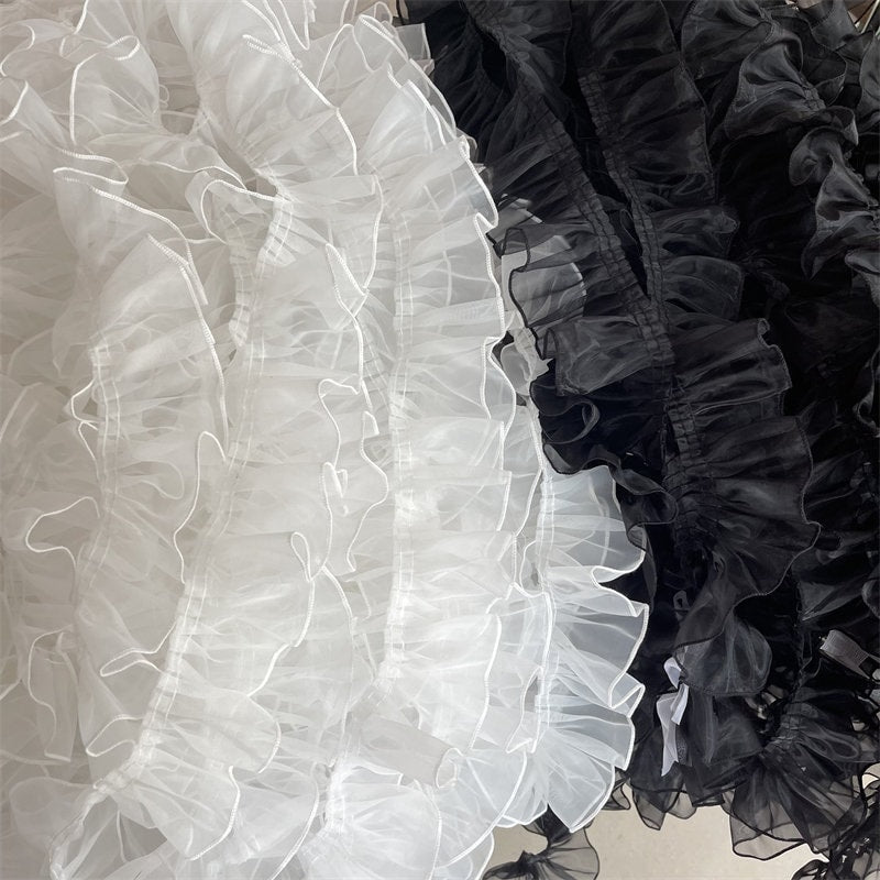 Pleated Organza Lace Trim: Ruffled Fabric, 2.7" Width